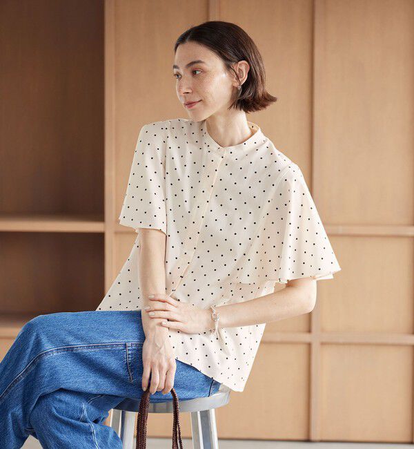 BEAUTY&YOUTH UNITED ARROWS「【WEB限定】ドット フリルスリーブブラウス ウォッシャブル」|シャツ・ブラウス|