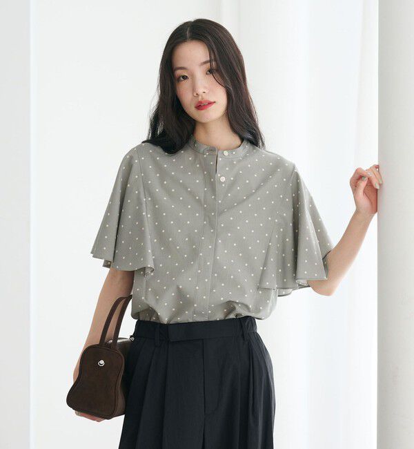BEAUTY&YOUTH UNITED ARROWS「【WEB限定】ドット フリルスリーブブラウス ウォッシャブル」|シャツ・ブラウス|LIME