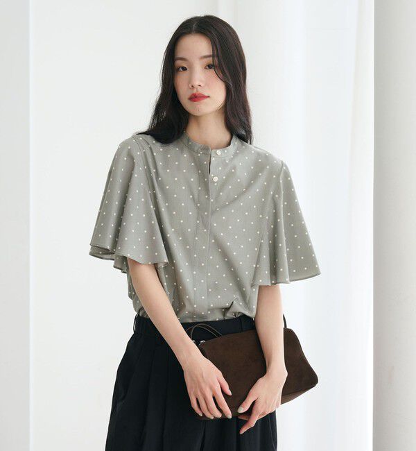 BEAUTY&YOUTH UNITED ARROWS「【WEB限定】ドット フリルスリーブブラウス ウォッシャブル」|シャツ・ブラウス|