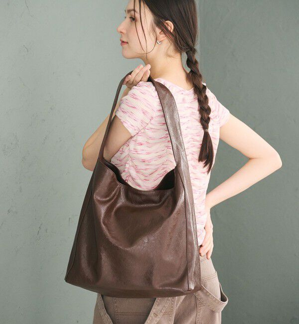 BEAUTY&YOUTH UNITED ARROWS「レザーライク ビッグ ワンショルダーバッグ」|ショルダー・メッセンジャー|DK.BROWN