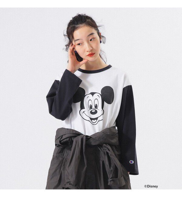 BEAMSBOY「【別注】Champion / ミッキーマウス / フットボール Tシャツ」|Tシャツ・カットソー|BLACK