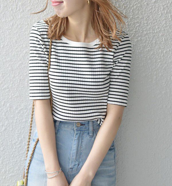 SHIPS any「SHIPS any:〈ウォッシャブル〉テレコ ハーフ スリーブ TEE」|Tシャツ・カットソー|