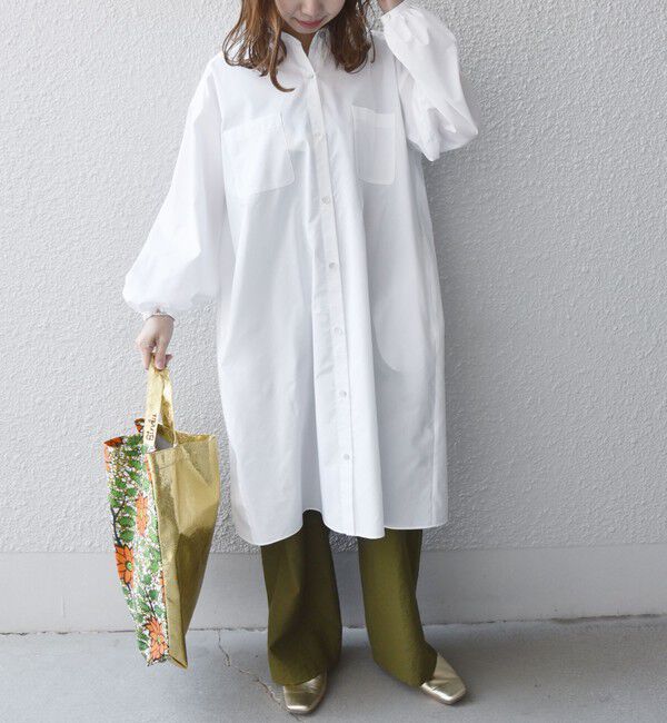 SHIPS any「SHIPS any:〈接触冷感・吸水速乾〉バック フリル ギャザー シャツワンピース」|ワンピース|