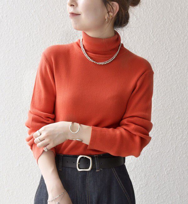 SHIPS any「SHIPS any:〈手洗い可能〉デリケート リブ タートルネック ニット プルオーバー」|ニット・セーター|オレンジ