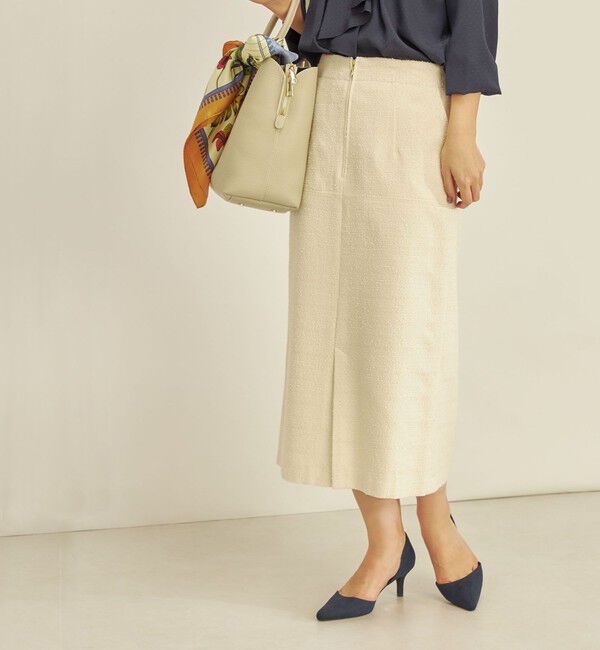 SHIPS for women「〈手洗い可能〉フロント ジップ ツイード タイト スカート」|スカート|ナチュラル