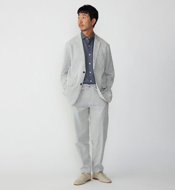 SHIPS「SHIPS:〈手洗い可能〉 サフィラン リネン シアサッカー パンツ (セットアップ対応)」|スラックス|