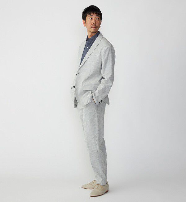 SHIPS「SHIPS:〈手洗い可能〉 サフィラン リネン シアサッカー パンツ (セットアップ対応)」|スラックス|