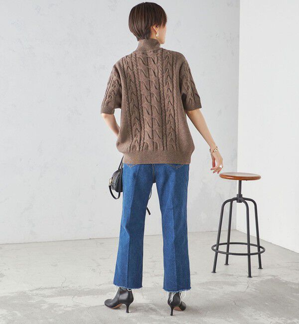 SHIPS for women「【SHIPS別注】WRAPINKNOT:ハイネック ショート スリーブ ケーブル」|ニット・セーター|
