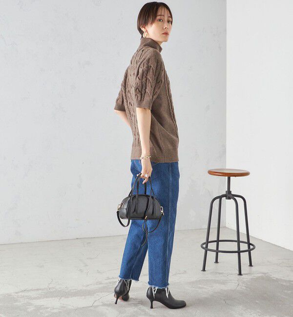 SHIPS for women「【SHIPS別注】WRAPINKNOT:ハイネック ショート スリーブ ケーブル」|ニット・セーター|