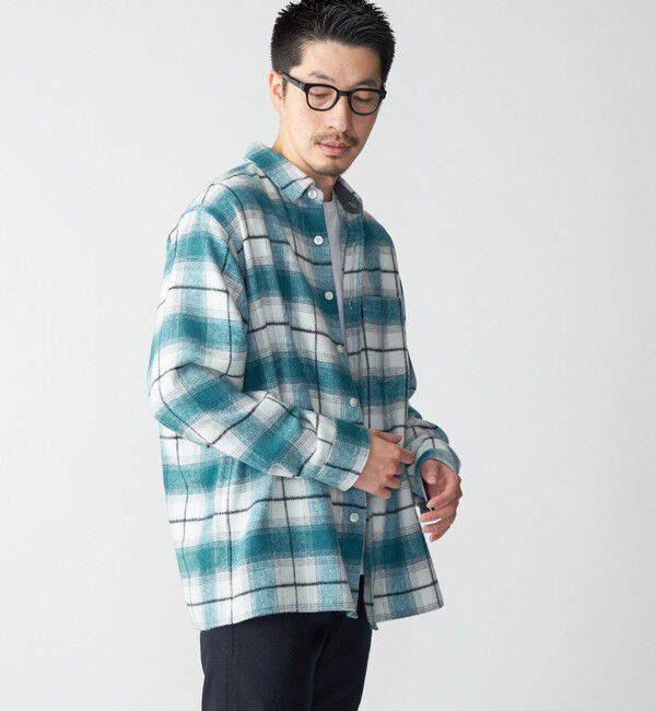 SHIPS「SHIPS :イタリーヤーン チェック シャギー シャツ アウター」|シャツ・ブラウス|