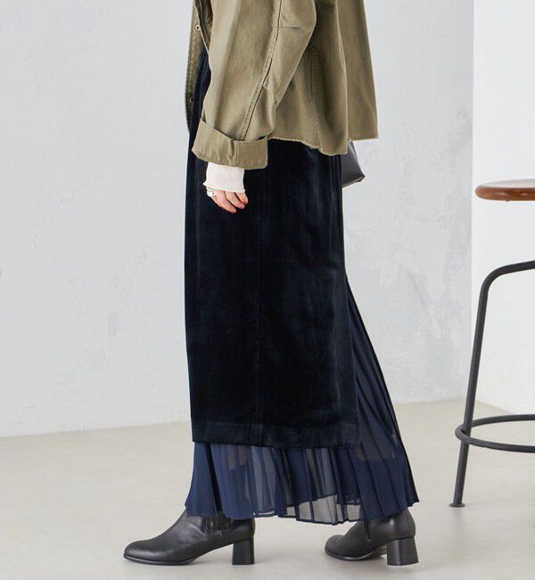 SHIPS for women「プリーツ コンビ クラッシュ スカート ◇」|スカート|