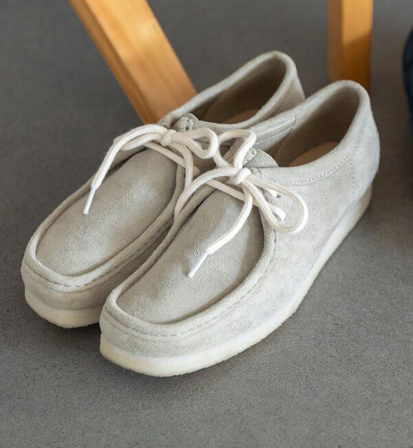 SHIPS「【SHIPS EXCLUSIVE】CLARKS: WALLABEE WHITE SOLE」|ショートブーツ|シルバーグレー