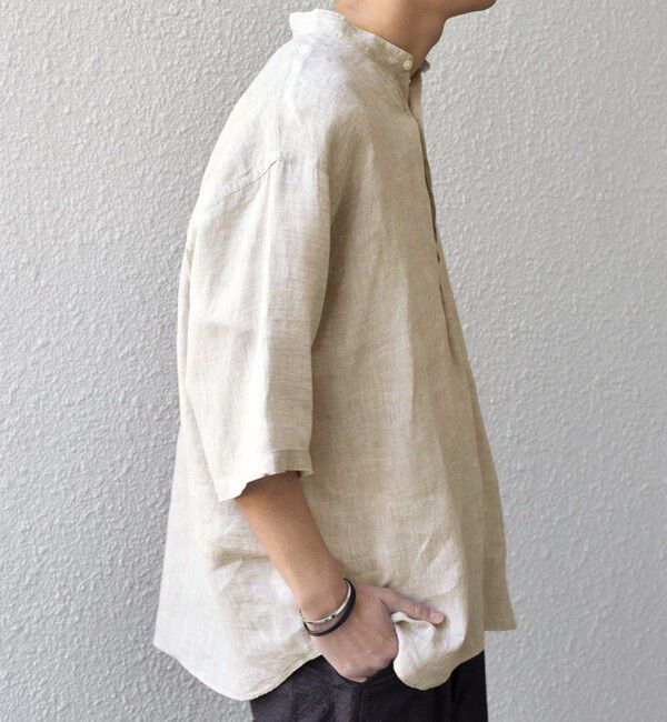 SHIPS any「SHIPS any: ピュアリネン バンド スキッパー ハーフスリーブ プルオーバー シャツ 25SS◇」|シャツ・ブラウス|