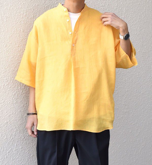 SHIPS any「SHIPS any: ピュアリネン バンド スキッパー ハーフスリーブ プルオーバー シャツ 25SS◇」|シャツ・ブラウス|