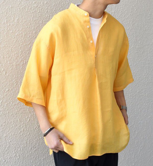 SHIPS any「SHIPS any: ピュアリネン バンド スキッパー ハーフスリーブ プルオーバー シャツ 25SS◇」|シャツ・ブラウス|