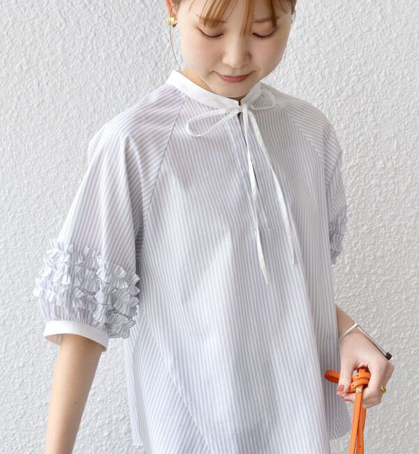 SHIPS for women「【WEB限定】〈手洗い可能〉袖 フリル デザイン ブラウス」|シャツ・ブラウス|