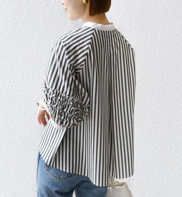 SHIPS for women「【WEB限定】〈手洗い可能〉袖 フリル デザイン ブラウス」|シャツ・ブラウス|