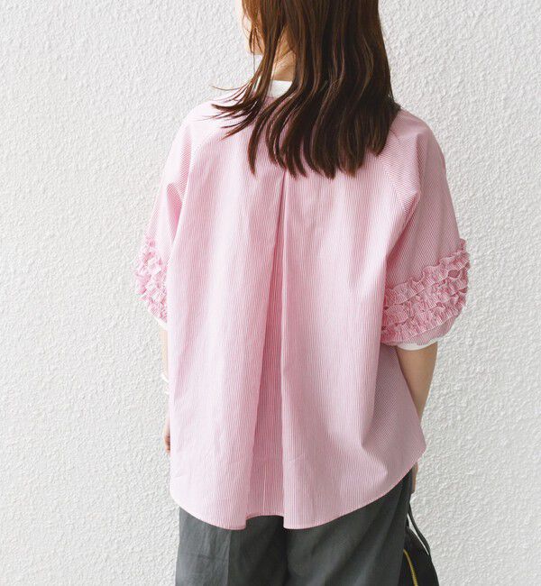 SHIPS for women「【WEB限定】〈手洗い可能〉袖 フリル デザイン ブラウス」|シャツ・ブラウス|