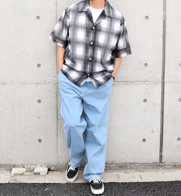 SHIPS any「SHIPS any: メッシュ オンブレチェック / ウェーブ パターン オープンカラー シアー シャツ◇」|シャツ・ブラウス|