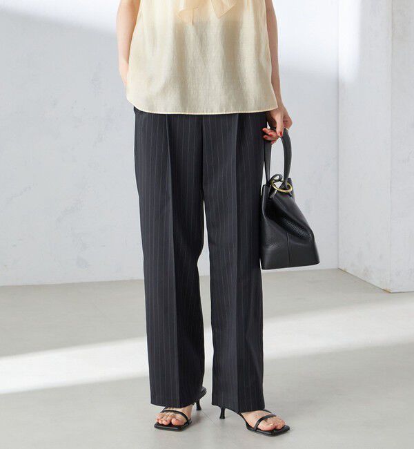 SHIPS for women「〈手洗い可能〉ストライプ ツイル ストレート パンツ」|スラックス|