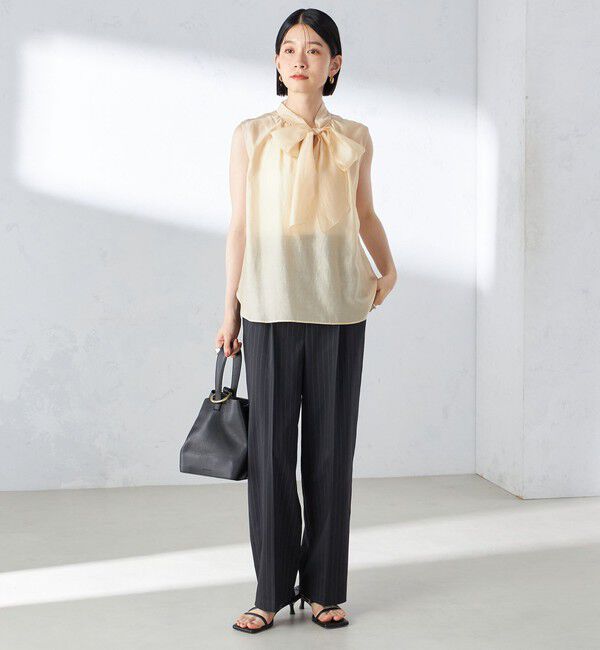 SHIPS for women「〈手洗い可能〉ストライプ ツイル ストレート パンツ」|スラックス|