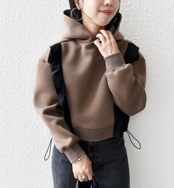 SHIPS for women「【WEB限定】〈手洗い可能〉ダンボール タフタ コンビ フーディ」|パーカー|