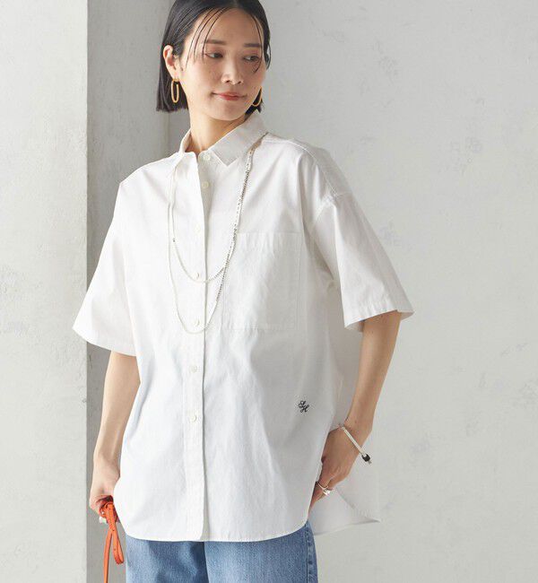 SHIPS for women「〈洗濯機可能〉オックス 刺繍 ショート スリーブ シャツ」|シャツ・ブラウス|ホワイト系