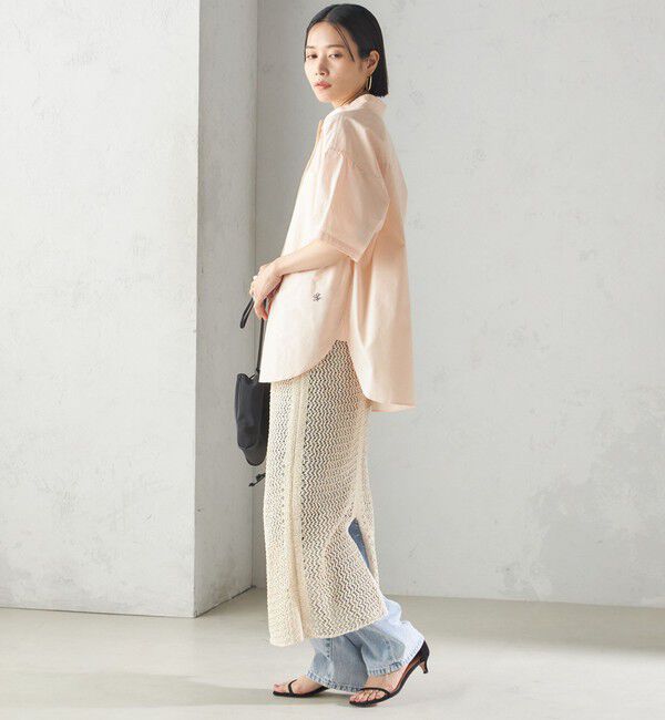 SHIPS for women「〈洗濯機可能〉オックス 刺繍 ショート スリーブ シャツ」|シャツ・ブラウス|