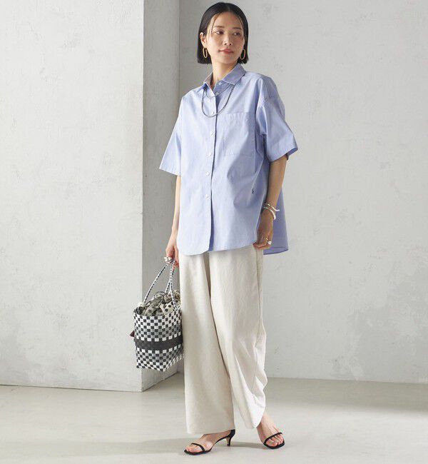 SHIPS for women「〈洗濯機可能〉オックス 刺繍 ショート スリーブ シャツ」|シャツ・ブラウス|