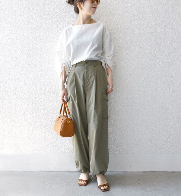 SHIPS any「SHIPS any:〈洗濯機可能〉ミニサッカー ドロスト リボン ボートネック ブラウス」|シャツ・ブラウス|