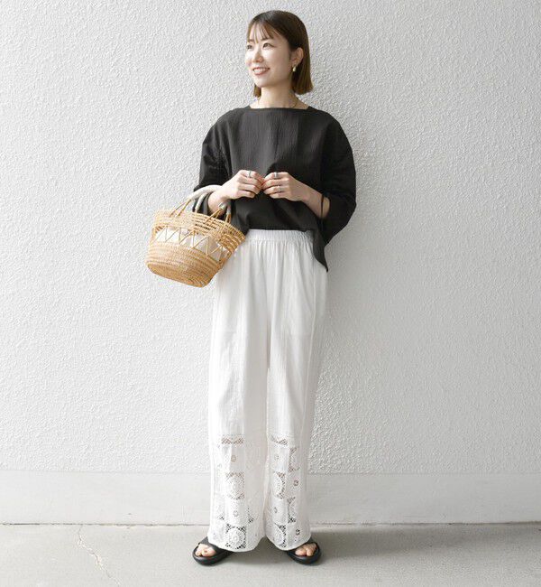 SHIPS any「SHIPS any:〈洗濯機可能〉ミニサッカー ドロスト リボン ボートネック ブラウス」|シャツ・ブラウス|