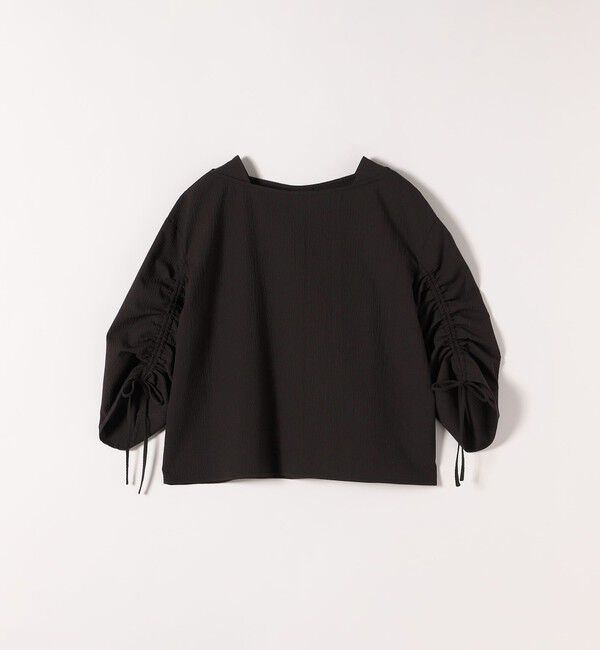 SHIPS any「SHIPS any:〈洗濯機可能〉ミニサッカー ドロスト リボン ボートネック ブラウス」|シャツ・ブラウス|