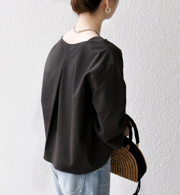 SHIPS any「SHIPS any:〈洗濯機可能〉ミニサッカー ドロスト リボン ボートネック ブラウス」|シャツ・ブラウス|