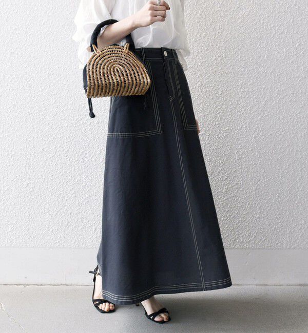 SHIPS any「SHIPS any:〈洗濯機可能〉オックス ステッチ フレア ロング スカート」|フレア|