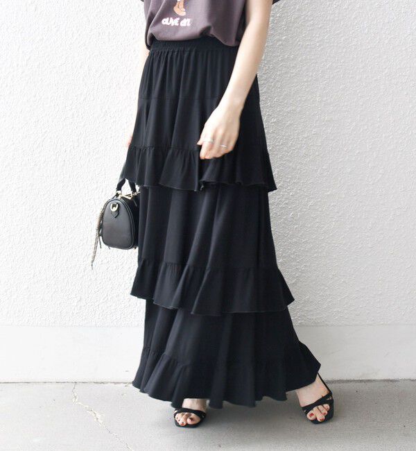SHIPS any「SHIPS any:〈洗濯機可能〉ティアード ラッフル マキシ スカート」|スカート|