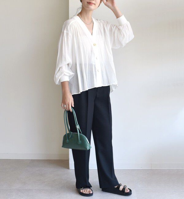 SHIPS for women「【WEB限定】〈手洗い可能〉シアー Vネック フレア シャツ カーディガン」|カーディガン|