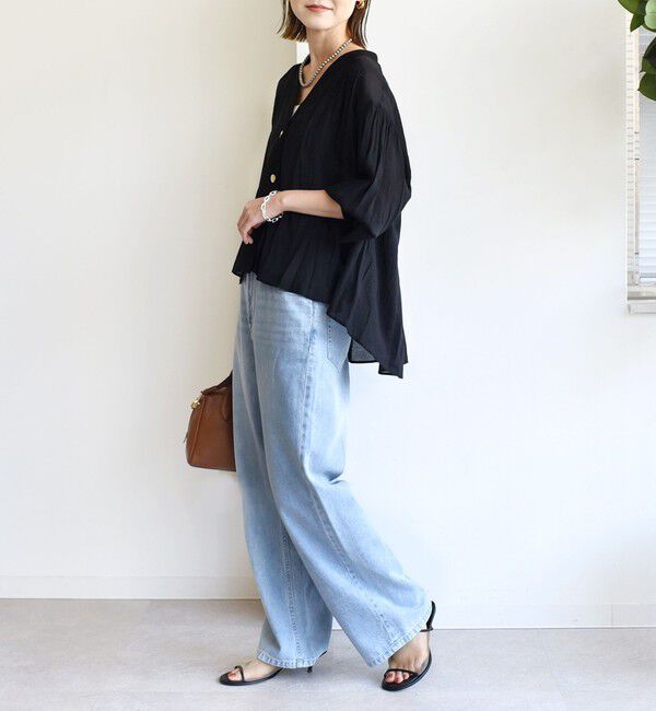 SHIPS for women「【WEB限定】〈手洗い可能〉シアー Vネック フレア シャツ カーディガン」|カーディガン|