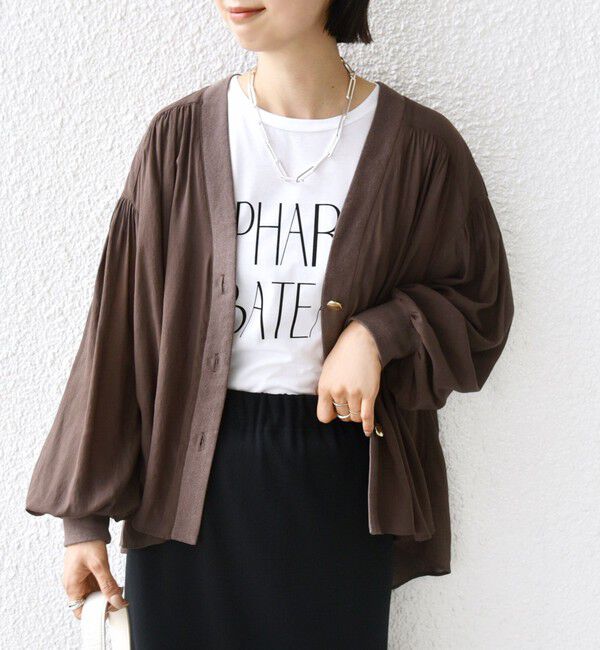 SHIPS for women「【WEB限定】〈手洗い可能〉シアー Vネック フレア シャツ カーディガン」|カーディガン|