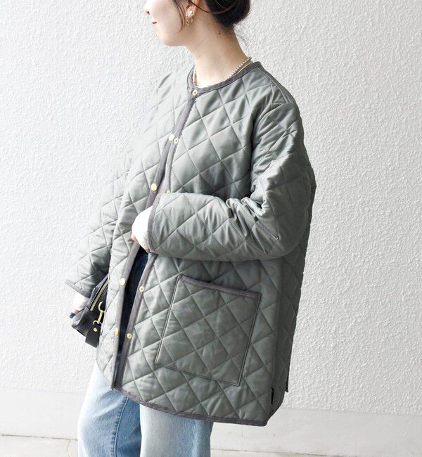 SHIPS any「Traditional Weatherwear: ARKLEY Aライン ミドル ノーカラー コート」|ノーカラーコート|オリーブ