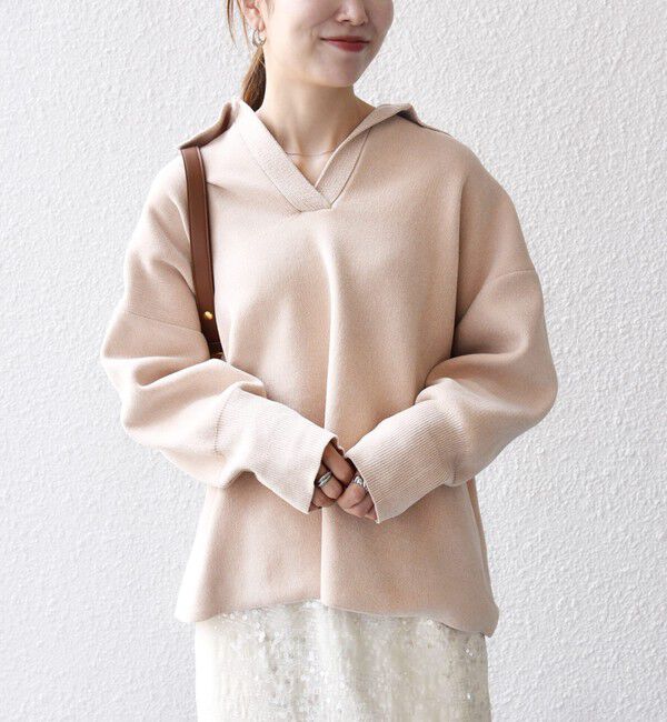 SHIPS any「SHIPS any:〈手洗い可能〉モールヤーン スキッパー ポロ ニット プルオーバー」|ニット・セーター|