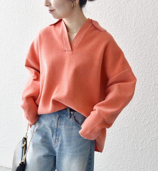 SHIPS any「SHIPS any:〈手洗い可能〉モールヤーン スキッパー ポロ ニット プルオーバー」|ニット・セーター|