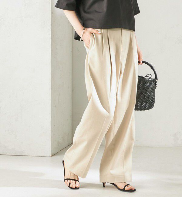 SHIPS for women「〈手洗い可能〉ヴィンテージ ライク デニム タック パンツ」|その他|ベージュ