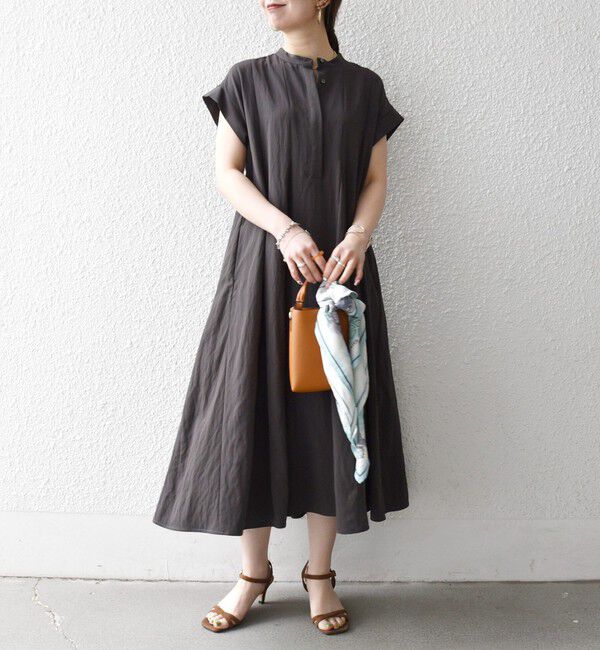 SHIPS any「SHIPS any:〈洗濯機可能〉ツイル バンドカラー フレンチ フレア シャツ ワンピース」|ワンピース|