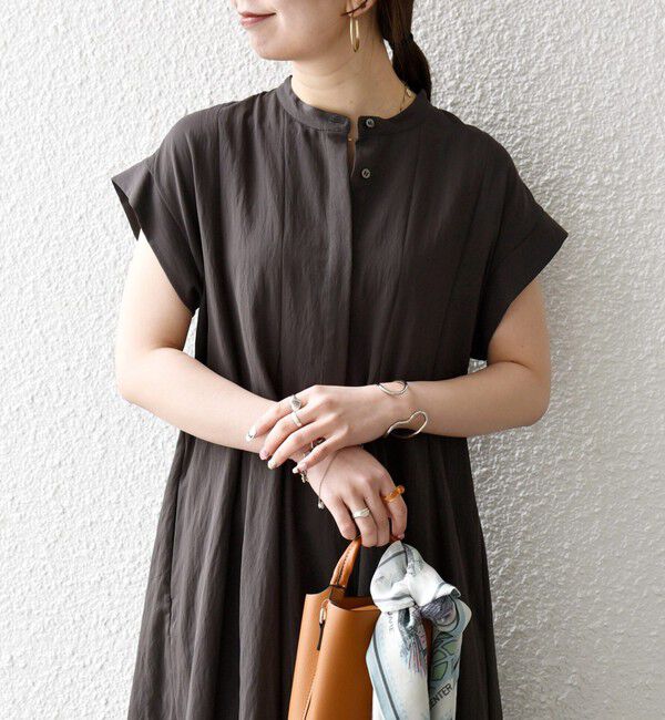 SHIPS any「SHIPS any:〈洗濯機可能〉ツイル バンドカラー フレンチ フレア シャツ ワンピース」|ワンピース|