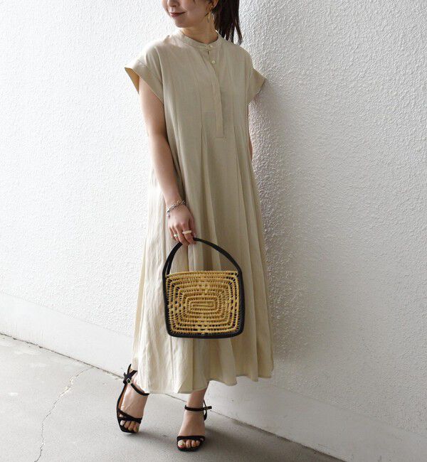 SHIPS any「SHIPS any:〈洗濯機可能〉ツイル バンドカラー フレンチ フレア シャツ ワンピース」|ワンピース|