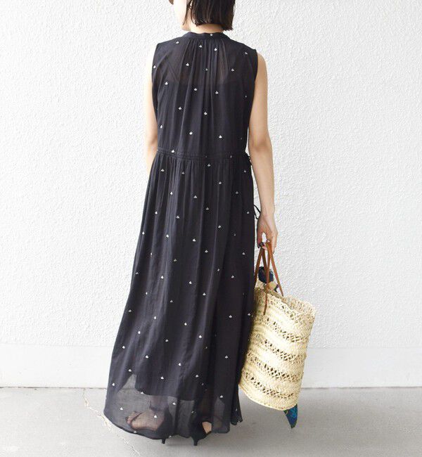SHIPS for women「《一部追加予約》〈手洗い可能〉コットン オーガンジー 刺繍 ウエスト ドロスト ワンピース」|ワンピース|