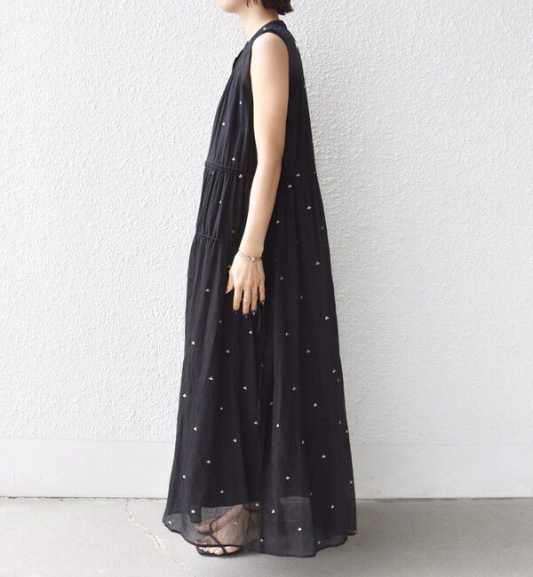 SHIPS for women「《一部追加予約》〈手洗い可能〉コットン オーガンジー 刺繍 ウエスト ドロスト ワンピース」|ワンピース|