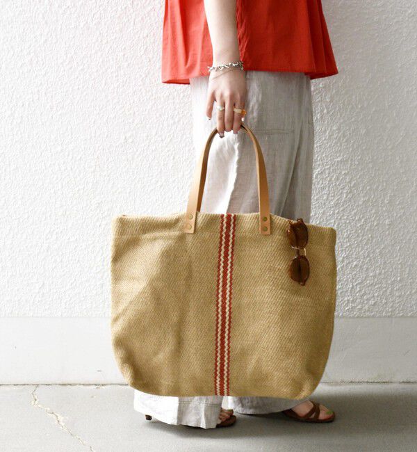 SHIPS any「《予約》TARANGO: ライン デザイン ジュート ビッグ トート（A4対応）」|トートバッグ|