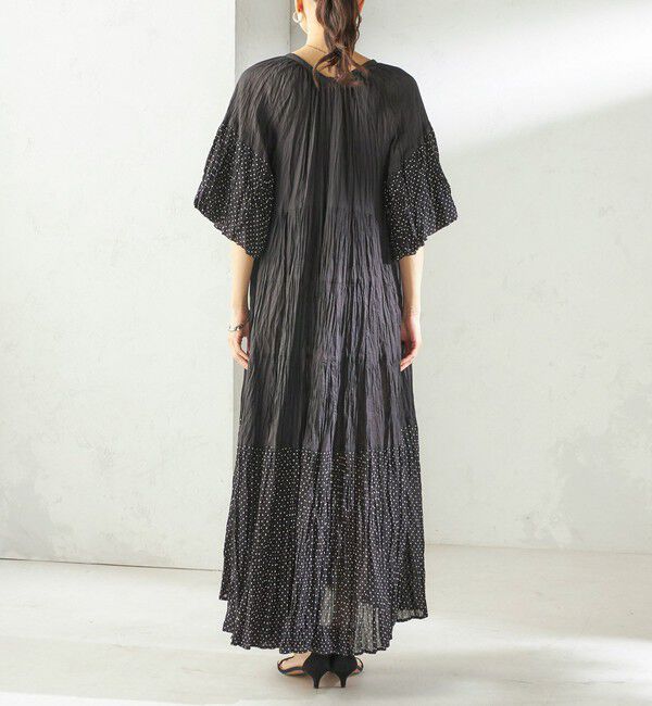 SHIPS for women「【SHIPS別注】Fanaka:〈手洗い可能〉クリンクル 袖 フレア ワンピース」|ワンピース|