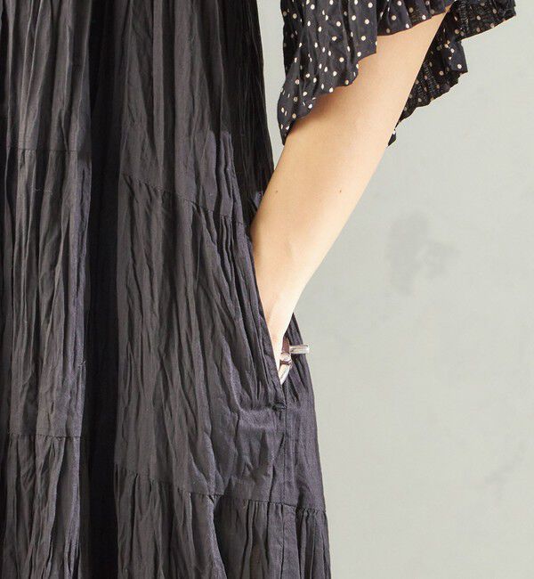 SHIPS for women「【SHIPS別注】Fanaka:〈手洗い可能〉クリンクル 袖 フレア ワンピース」|ワンピース|